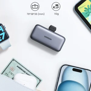 Ugreen-5000mAh-powerbank-with-USB-C-port-and-integrated-USB-C-connector-gray-legittech.lk