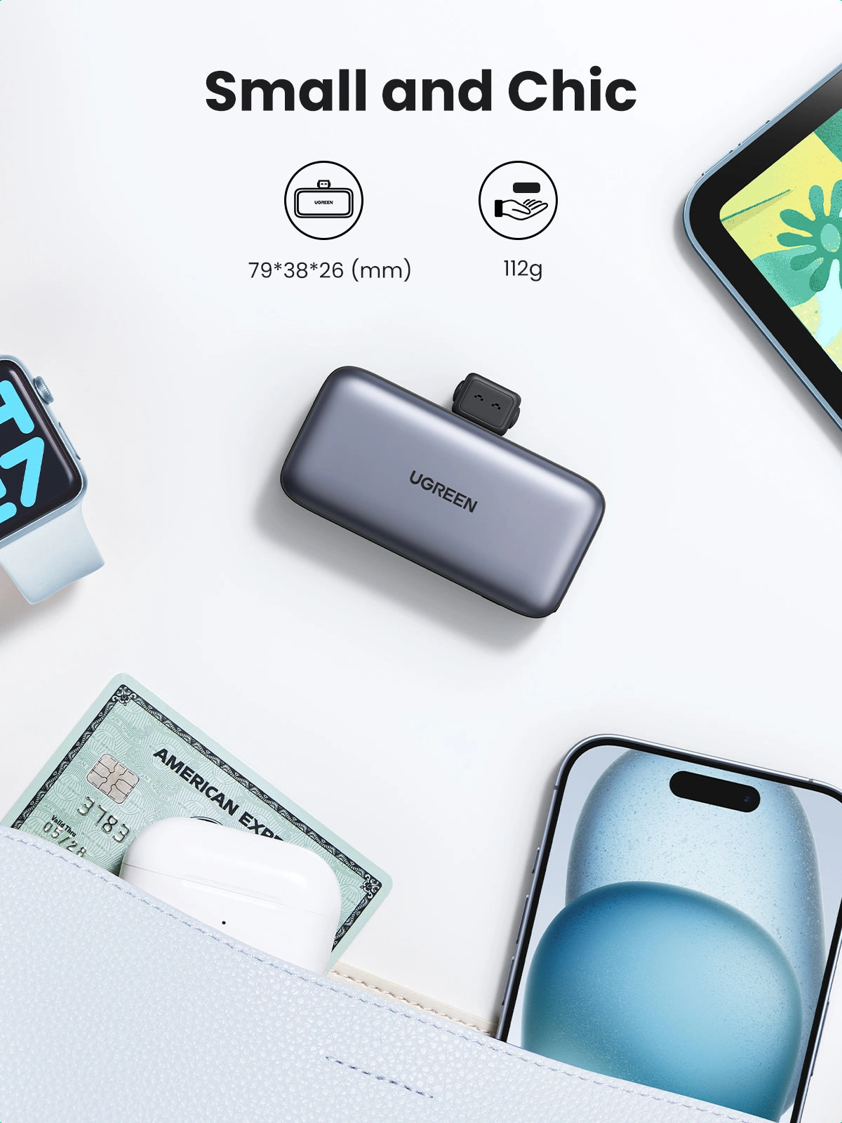 Ugreen-5000mAh-powerbank-with-USB-C-port-and-integrated-USB-C-connector-gray-legittech.lk