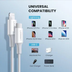 UGREEN-Type-C-to-Lightning-Cable-MFI-Certified-Rubber-Shell-1Meter-White-US171-10493-US171-7-legittech.lk